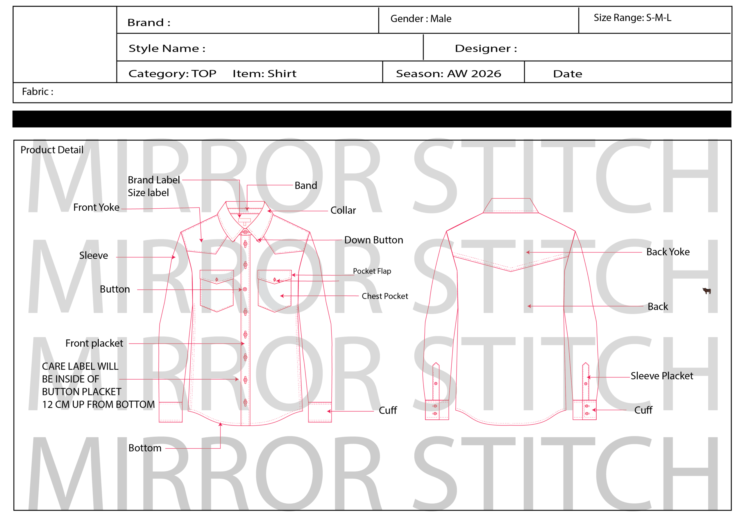 lone sleeve shirt pointed yk at front and back with double pkt lone sleeve shirt pointed yk at front and back with double pkt