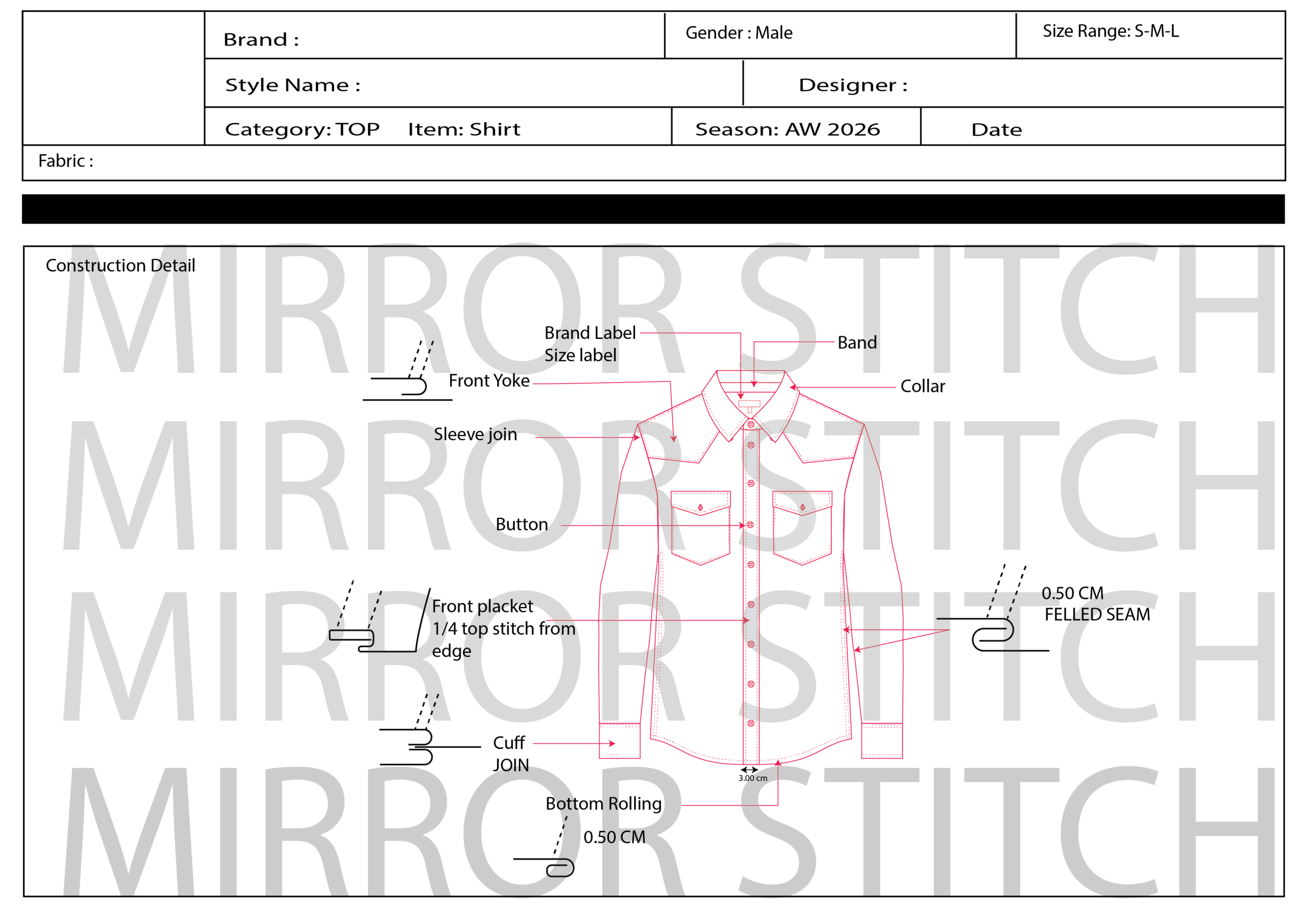 lone sleeve shirt pointed yk at front and back with double pkt lone sleeve shirt pointed yk at front and back with double pkt